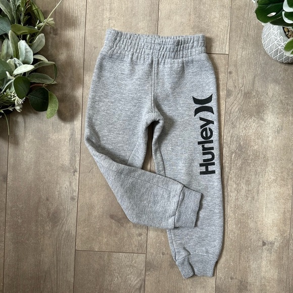 Hurley Kids Gray Jogger Sweatpants Fleece Joggers Side Hurley Logo Sz 4 Pants - Picture 4 of 7